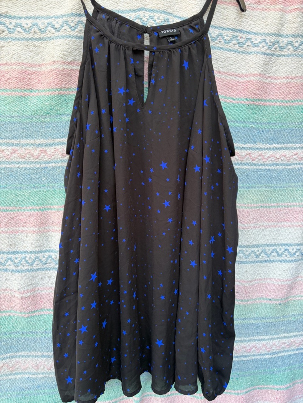 torrid Black Halter Camisole with Royal Blue Star Print